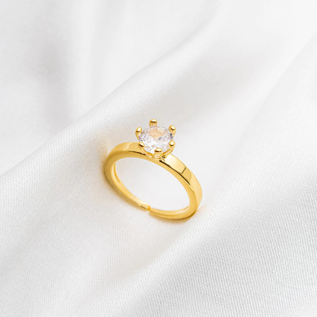 Anel Solitário Life - Banhados a Ouro 18k