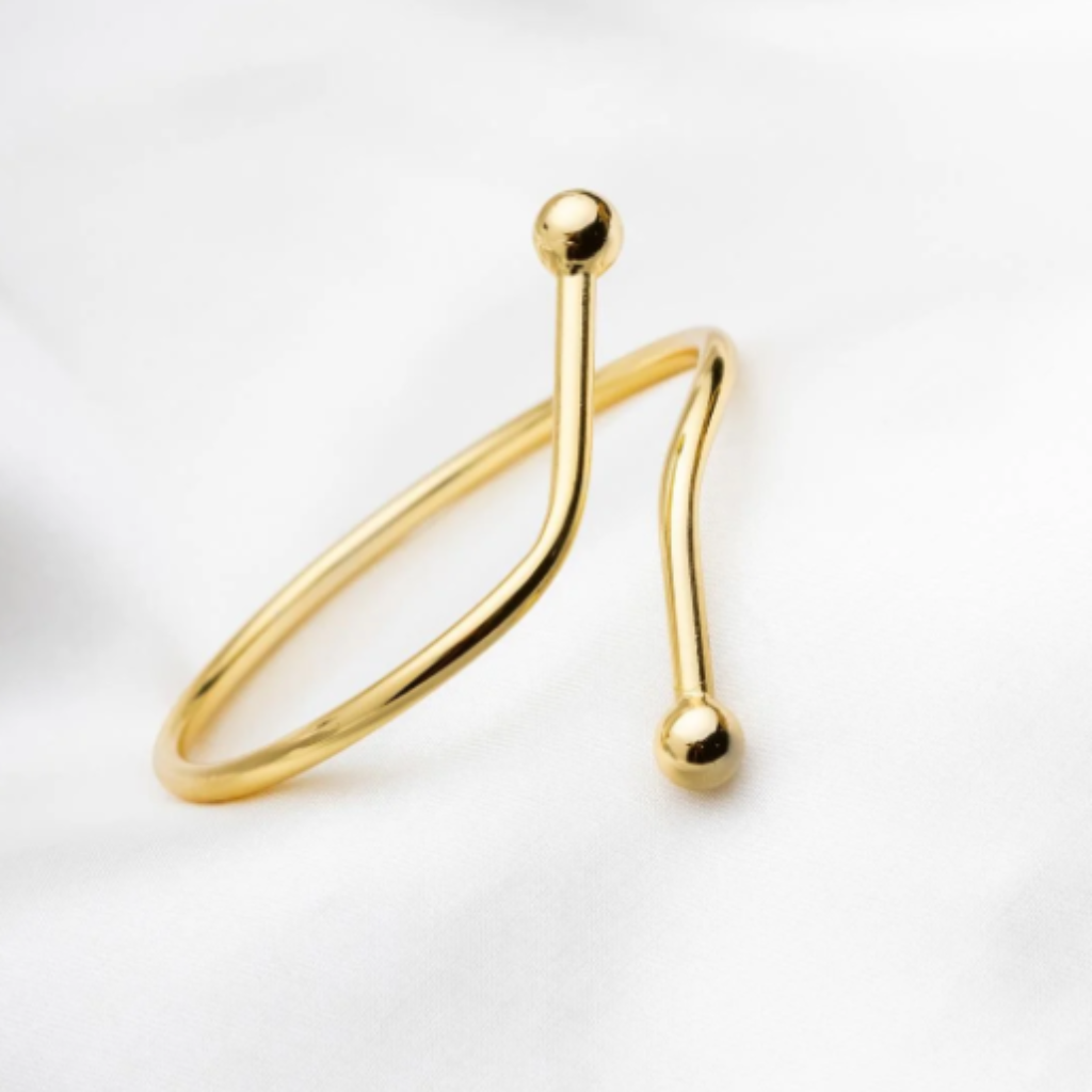 Bracelete aro liso bolinha esfera banhado em ouro 18k