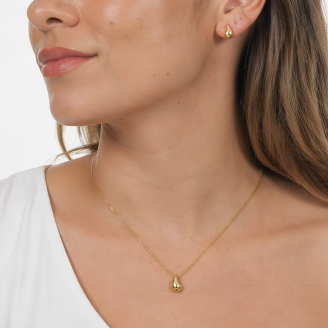 Conjunto "Gold" — Colar e Brinco Banhados a Ouro 18k