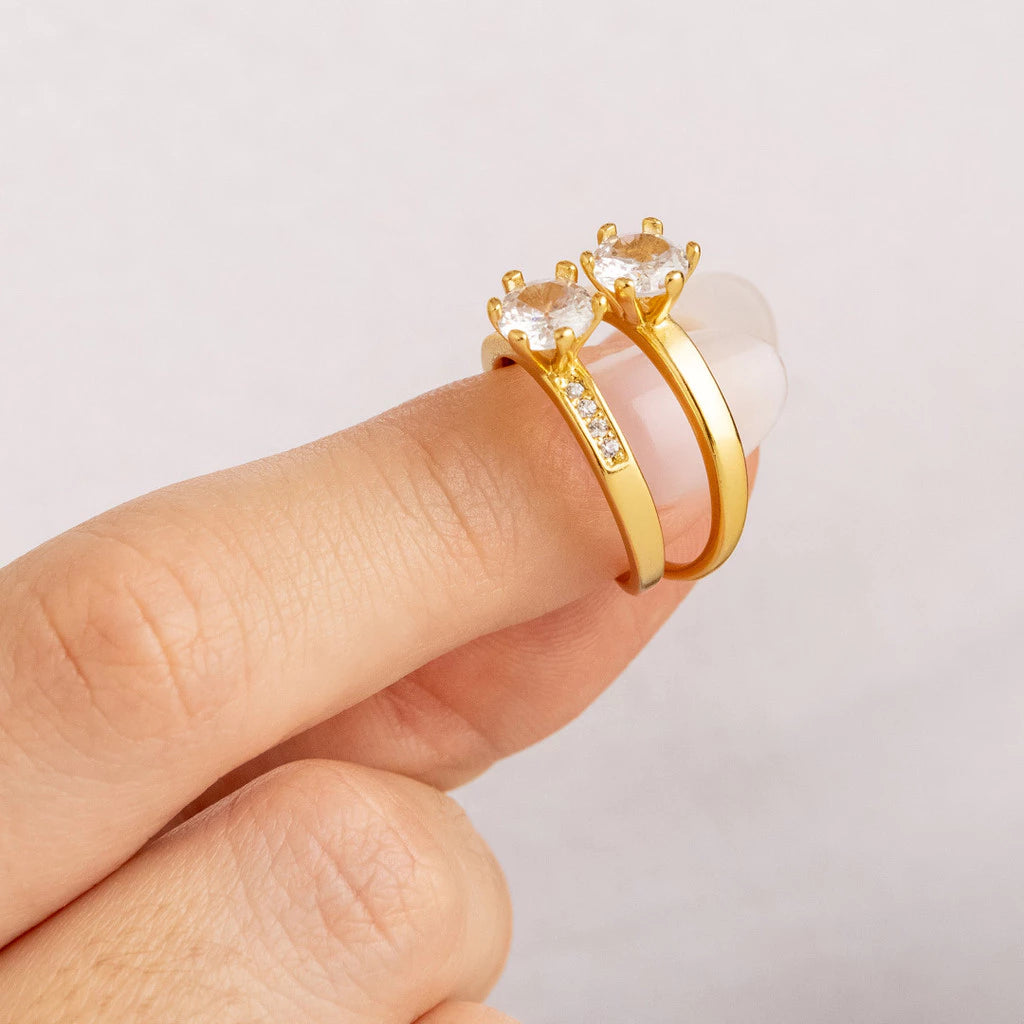 Anel Solitário Life - Banhados a Ouro 18k