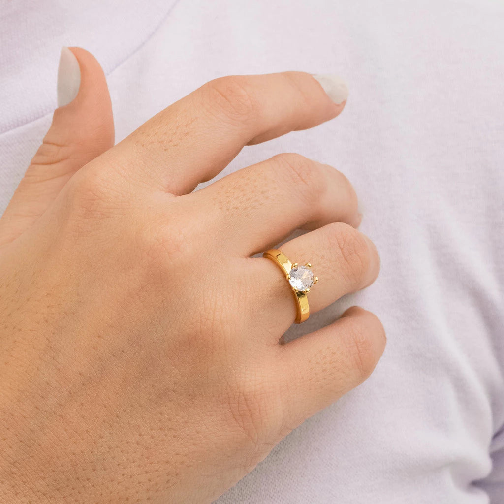 Anel Solitário Life - Banhados a Ouro 18k
