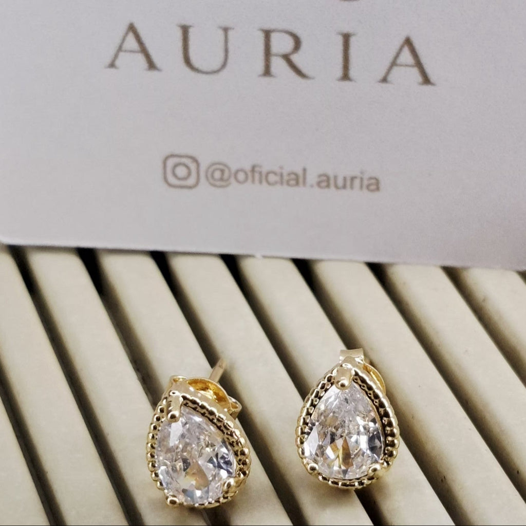 Conjunto "Crystal- Prateado" - Banhados a Ouro 18k