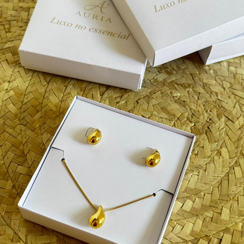 Conjunto "Gold" — Colar e Brinco Banhados a Ouro 18k