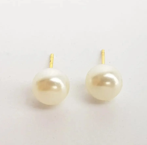 Brinco "Ópera Basic"-  Esfera de Pérola Banhado a ouro 18k