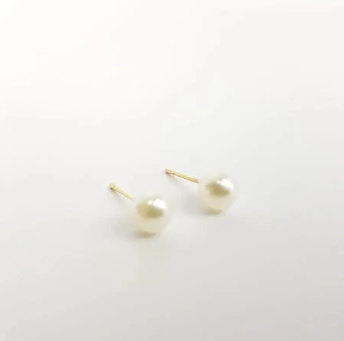 Brinco "Ópera Basic"-  Esfera de Pérola Banhado a ouro 18k