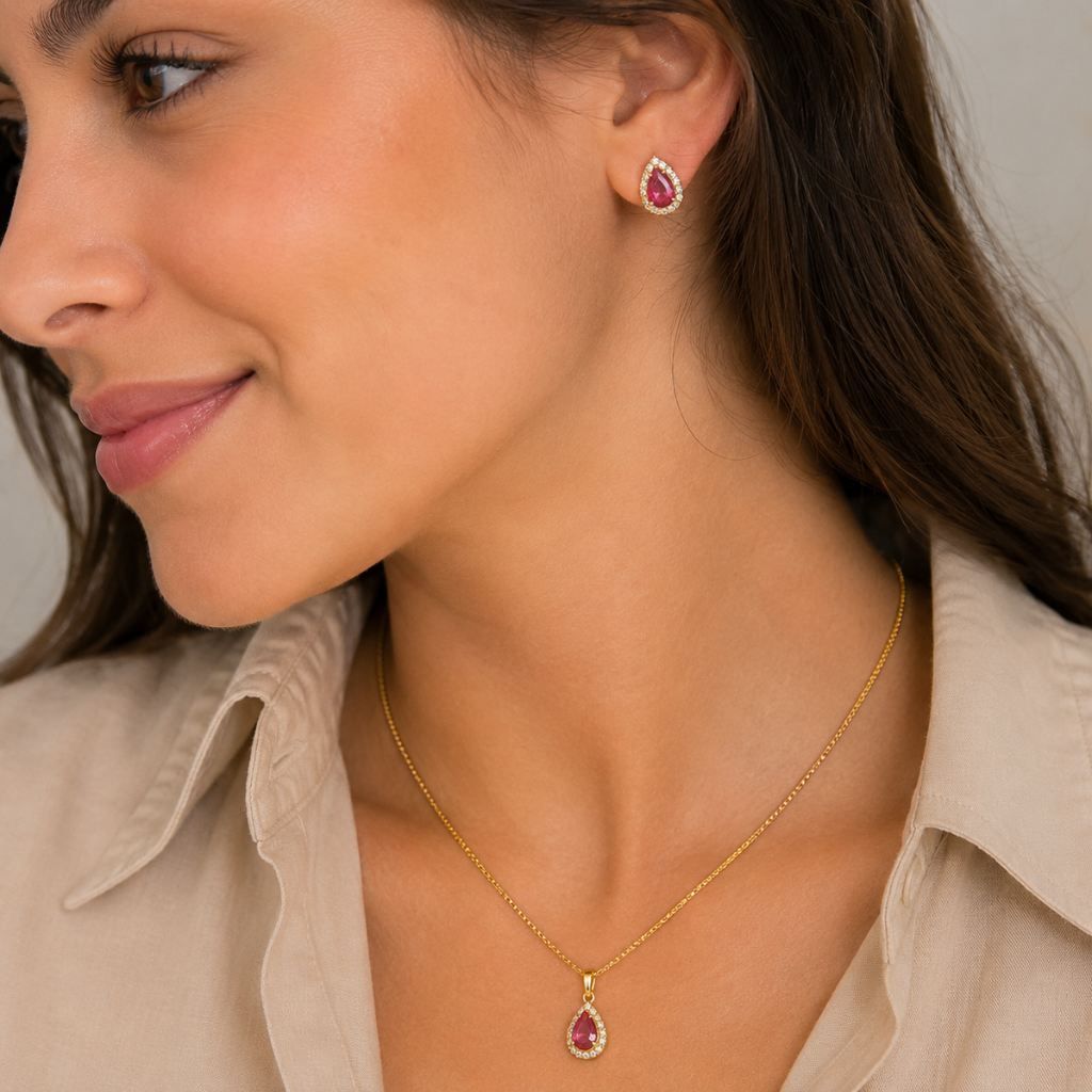 Conjuntos em Gota Cravejada "Crystal"- Banhados a Ouro 18k