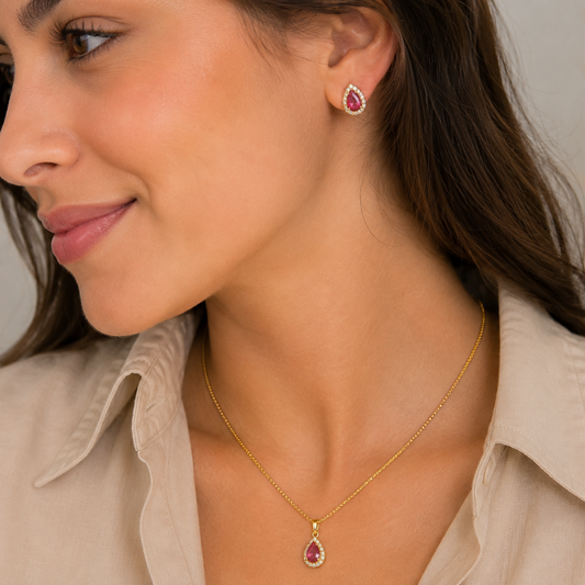 Conjuntos em Gota Cravejada "Crystal"- Banhados a Ouro 18k